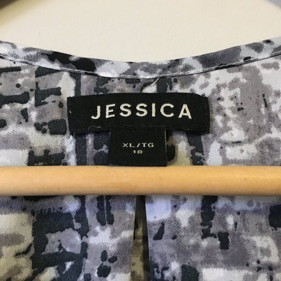 Jessica Tiny Modern TV Static Print Tunic Cap Sleeve Box Pleat Blouse - Picture 11 of 16